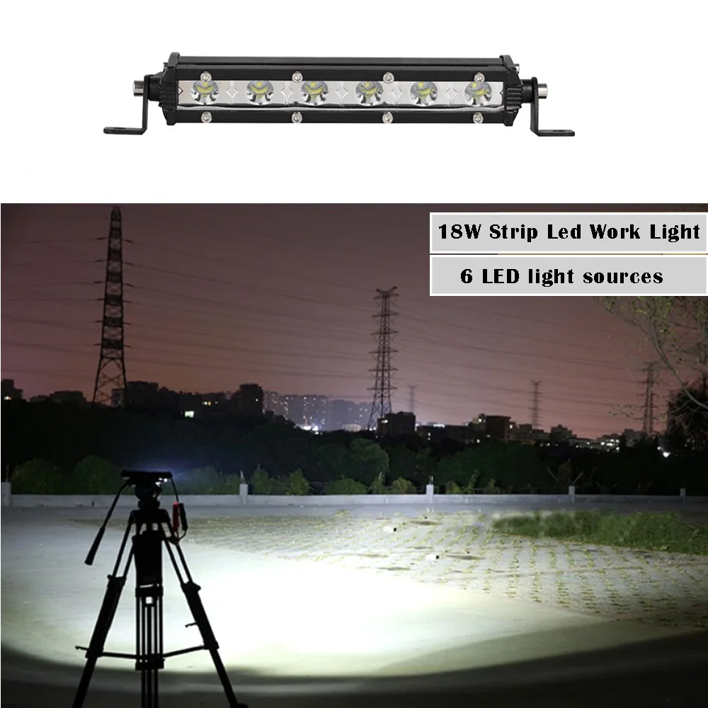 7 13 20 inch Single Row Offroad LED Light Bar 18w 36w 54w Work Flood Spot Beam Daytime Running for ATV SUV | Автомобили и