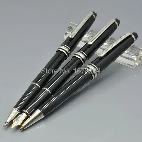 3Pcs 163 luxury black Resin monte Roller ball pen and mb fountain + ballpoint stationery office school supplies Hot Sale | Канцтовары