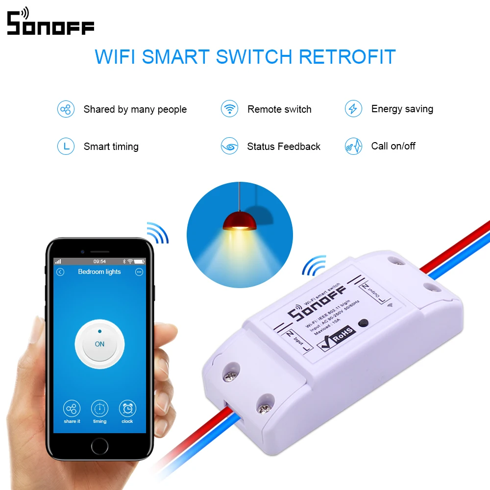10 шт. Iteam Sonoff базовый беспроводной переключатель управления Wi-Fi Умный дом автоматизация Интеллектуальный беспроводной центр под светильник 10 А/2200 Вт