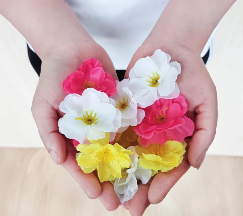 100 шт 4 см Искусственный персик цветок голова моделирования шелковые вишневые