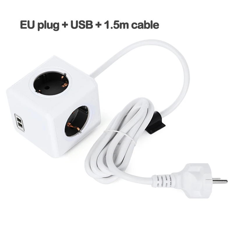 1402-1.5m-gray Allocacoc power cube Электрический провод-удлинитель 1,5 м 3 м 3600 Вт 2 usb порта 5 в 4 розетки ЕС силовая полоса Смарт мульти штепсельный адаптер - Цвет: 1402-1.5m-gray