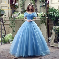 2022 new ball gowns sky blue cinderella quinceanera dresses organza ruffled dress15 years vestidos de 15 anos in stock qa814