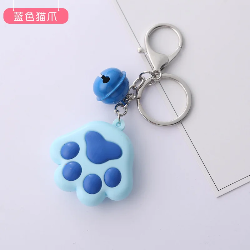 Blue cat claw Популярный женский брелок, креативный, трехмерный, милый, Кошачий коготь, брелок, мягкий резиновый колокольчик, автомобильный брелок, подвеска, брелок, кулон, подарок - Цвет: Blue cat claw