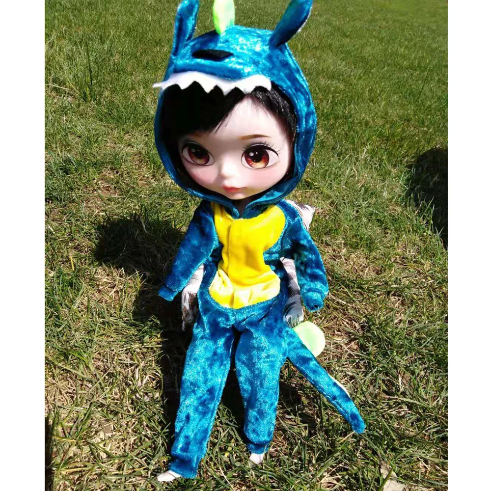 Синий мультфильм BJD одежда толстовка комбинезон косплей динозавр подходит 26 см 1/6