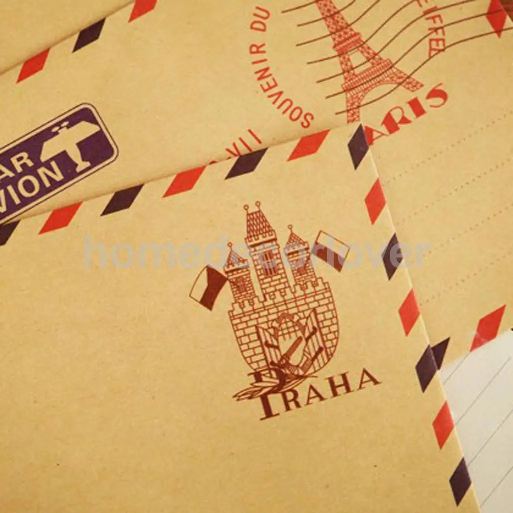 40pcs Vintage Style Airmail Kraft Paper Envelopes 4 Different Styles- Random | Дом и сад