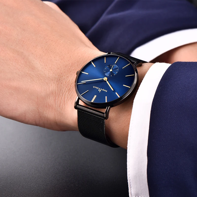 Мужские Простые часы Keep In Touch мужские ультратонкие кварцевые с двойным