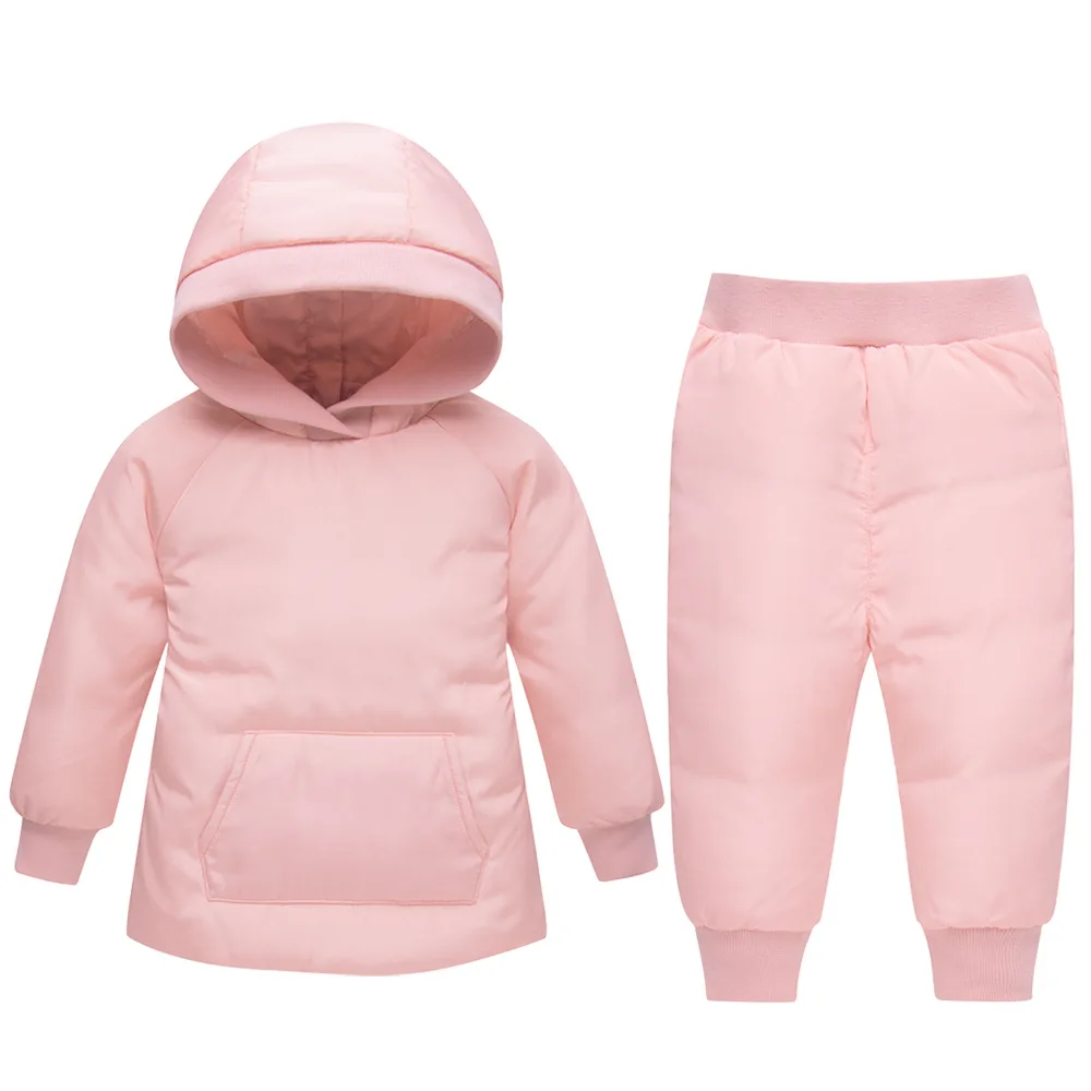 Children Winter Warm Hat Down Jacket Boys Girls 2020 New Thickening Jacket+pants Snowsuit 2 Piece Set Girl Fashion Outwear Suit | Детская