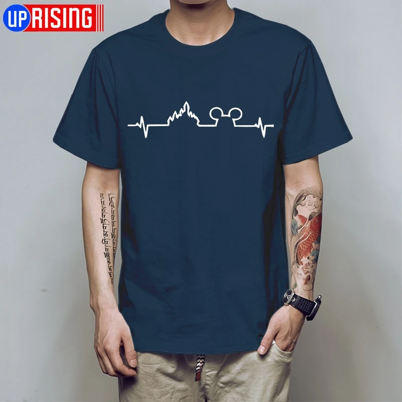 navy white Летняя футболка для мужчин Микки Маус сердце любовь one love День Святого Валентина забавная футболка с короткими рукавами футболка мужская футболка HB77 - Цвет: navy white