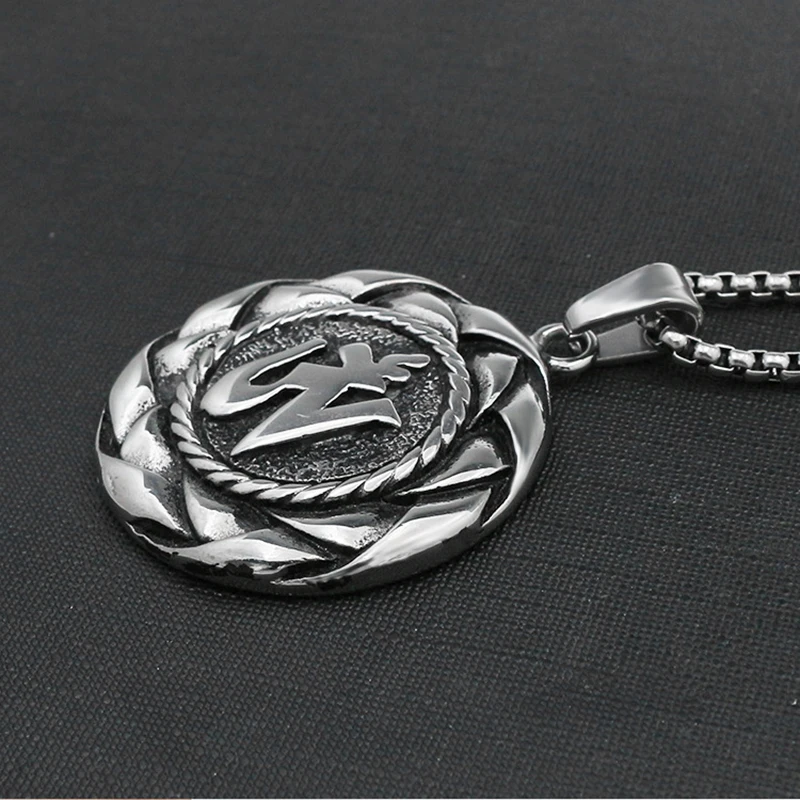 Antique silver personalized Om Mani Padme Hum necklace Circular pendant free ship | Украшения и аксессуары