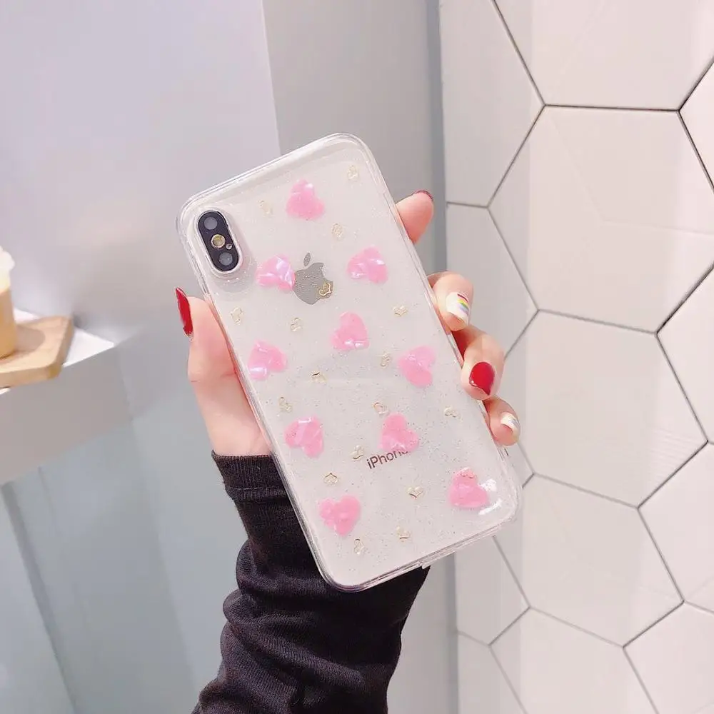 PEIPEN Silicone Glitter Bling Phone Case Fundas For Apple iphone 6 6S 7 8 Plus X XR XS MAX Cute Love Heart Soft Coque Cover | Мобильные