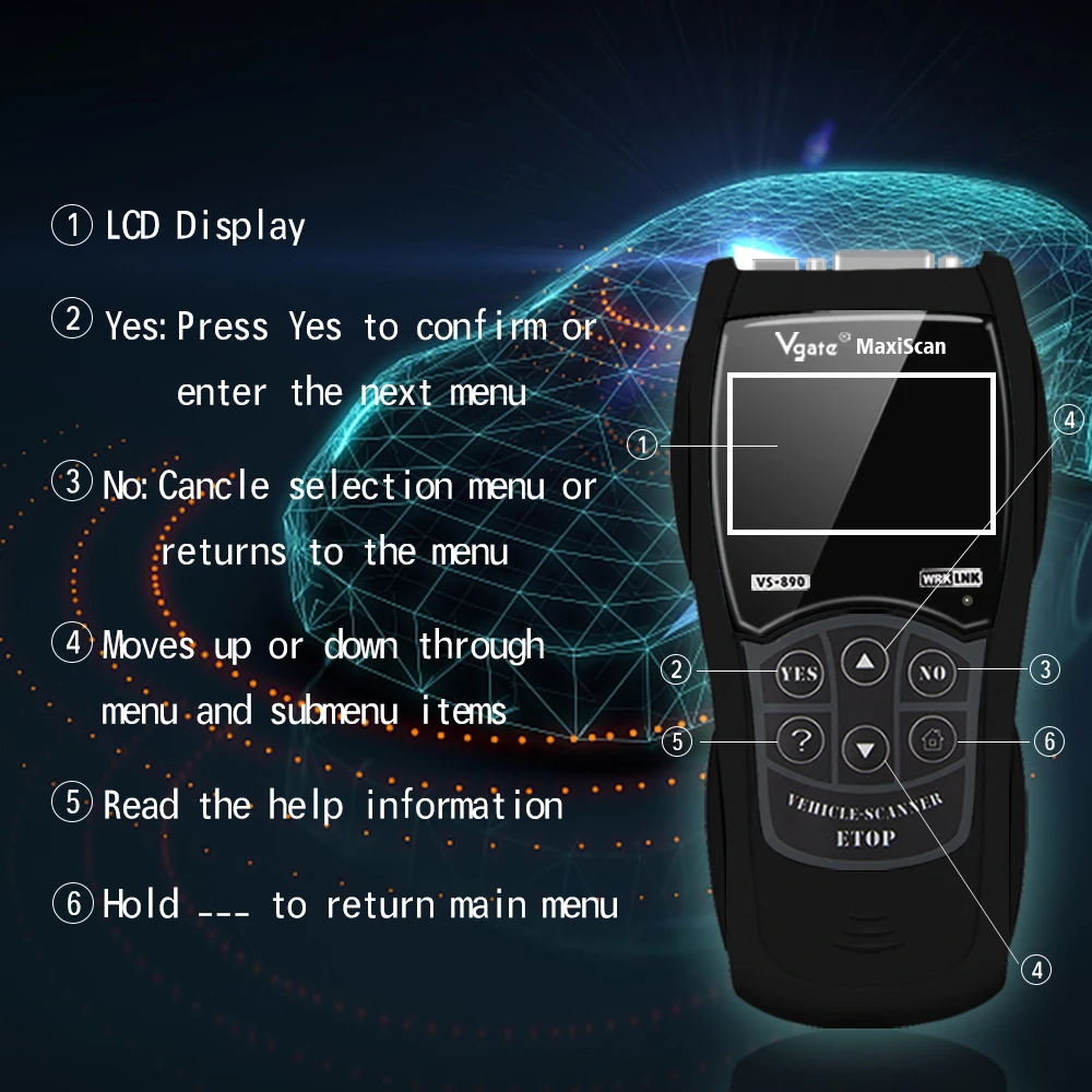 Vgate VS890 MaxiScan obd 2 OBDII считыватель кодов диагностики автомобиля VS 890 диагностический инструмент obd2 сканер Профессиональный (art.: 7ac218153) - 7ac218153