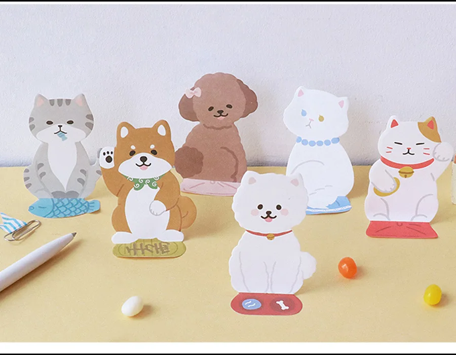 1X Лаки Кот и щенок блокнот милый Kawaii Липкие заметки почтовые школьные принадлежности планировщик наклейки бумажные закладки канцелярские принадлежности