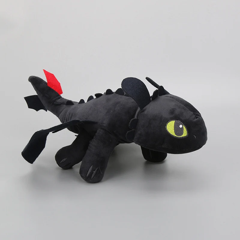 40cm black Эксклюзивный 35 см белый Беззубик Как приручить дракона 3 плюшевая игрушка Ночная фурия белый дракон светильник Fury чучело игрушки куклы - Цвет: 40cm black