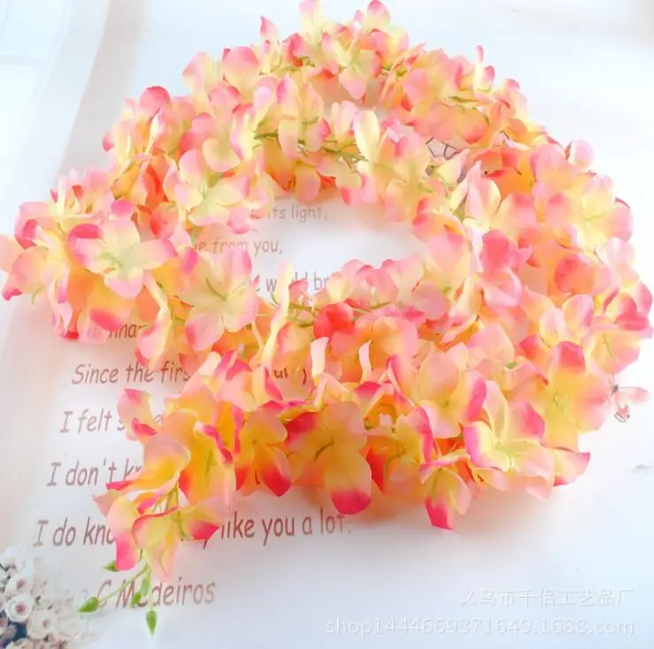 10 шт. искусственные цветы гортензии леев гирлянды Ожерелье ротанга Шелковый