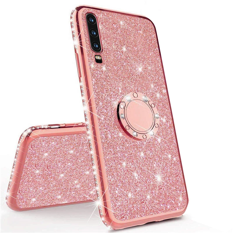 Pink 3D с бриллиантами блестящий сверкающий мягкий чехол для samsung Galaxy A50 A70 A30 A10 A7 S8 S9 S10e S10 Plus Note 9 8 может служить в качестве автомобиля с кольцом-держателем - Цвет: Pink