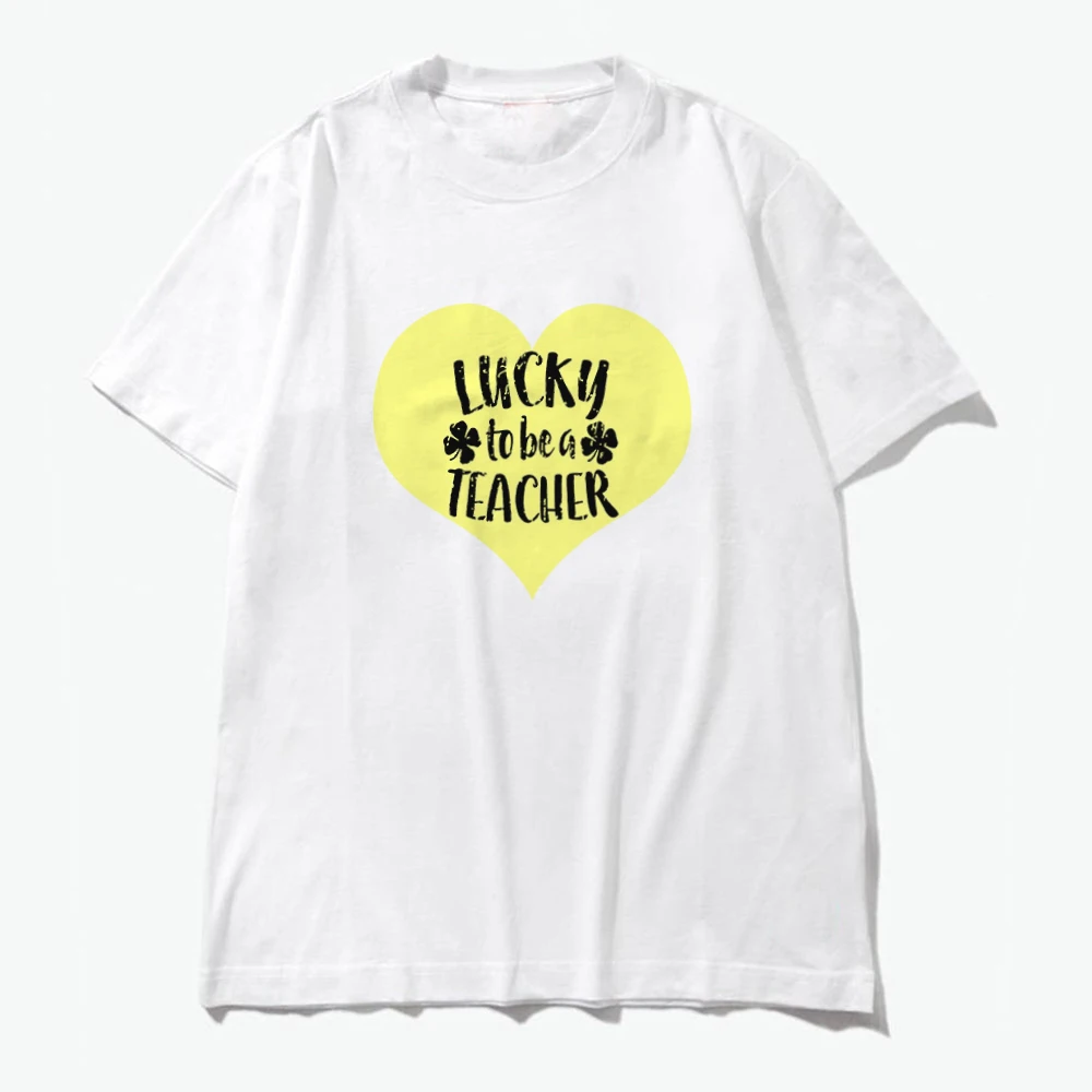 Lucky To Be A Teacher Футболка женская 2019 хлопок Харадзюку эстетический принт Женская