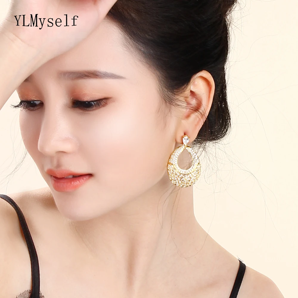 

New elegant drop Earrings pendientes mujer moda brincos oorbellen aretes orecchini Statement crystal aretes de novia Earrings