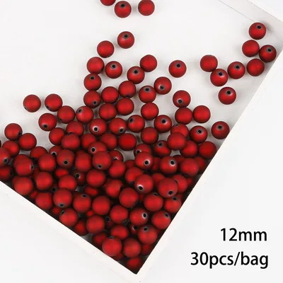 Red 12mm Черные/красные матовые пластиковые круглые бусины 6, 8, 10, 12, 14, 16 мм ABS морозные круглые бусины 15-200 шт для изготовления ювелирных изделий своими руками - Цвет: Red 12mm