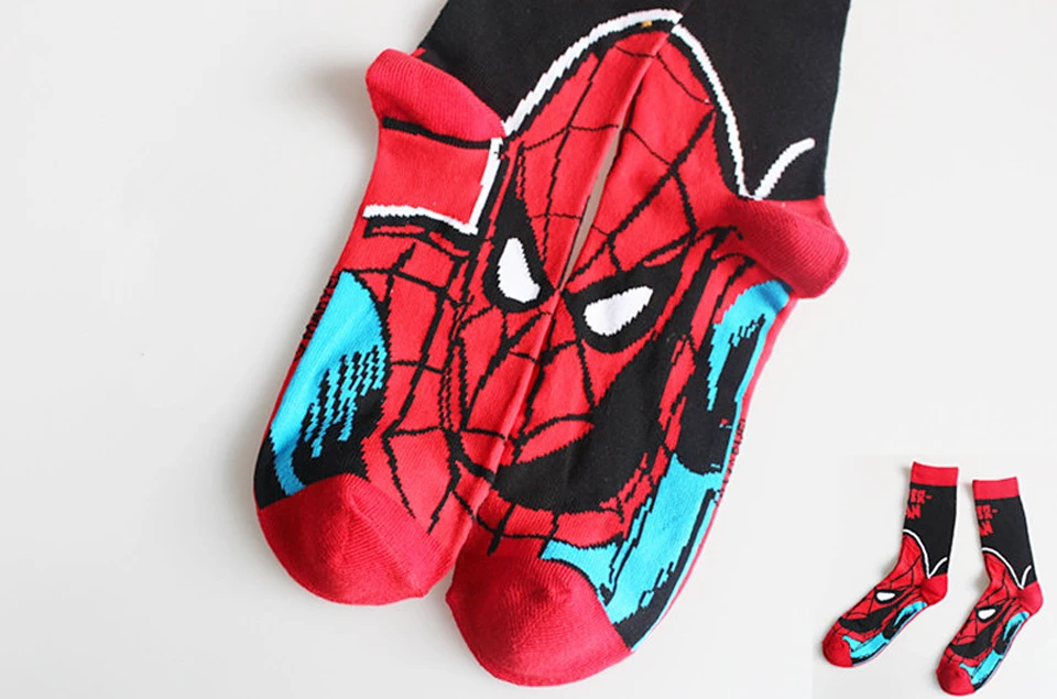 Hot Sale Brand Quality Cartoon Superman Men's Fashion Sock Colorful Combed Cotton Wedding Novelty Funny Happy Socks Men Meias