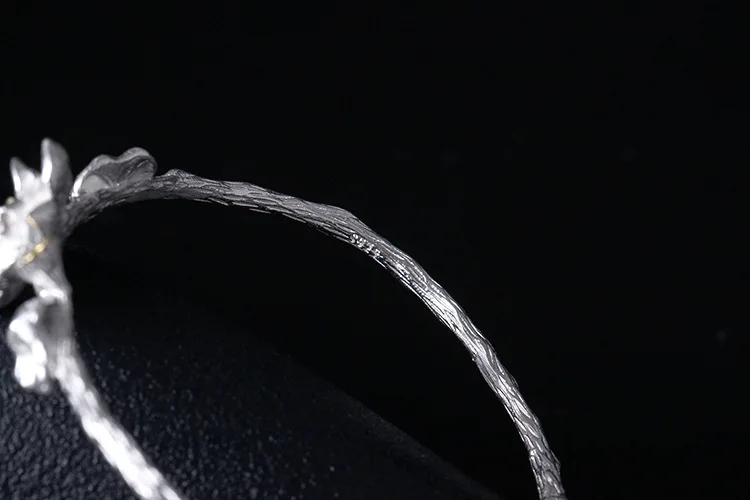 

Uglyless S 925 Sterling Silver China Style Women Vintage Handmade Engraved Lotus Bangles Ethnic Elegant Floral Open Thin Bangle