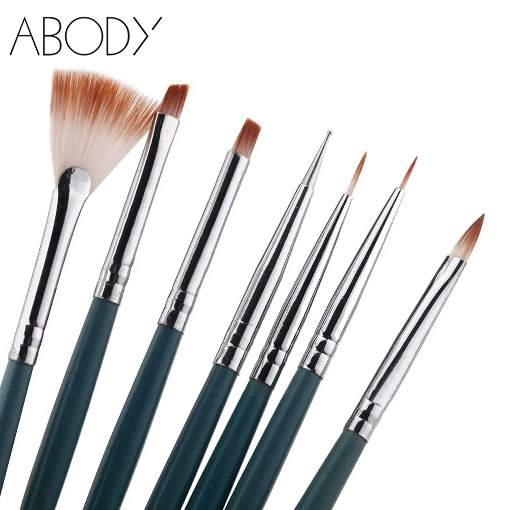 7 шт. набор кистей для дизайна ногтей нейлоновые волосы и дерево|Кисти ногтей| |