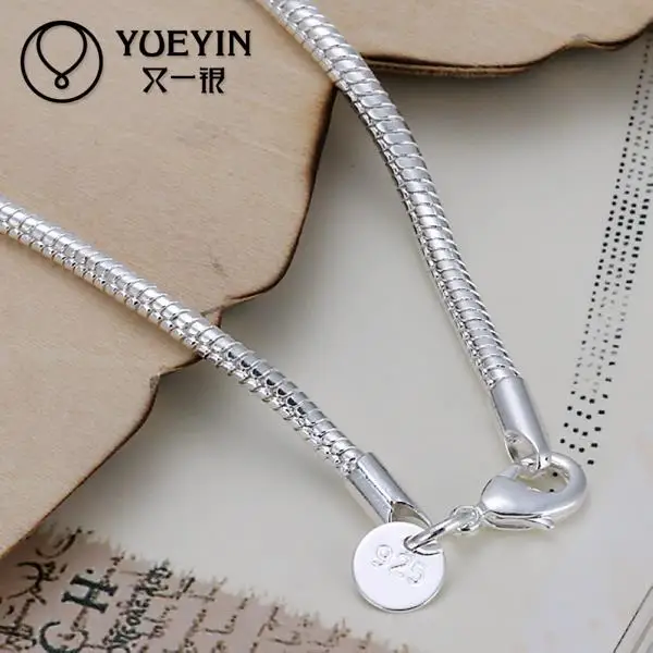 Женский браслет простой дизайн змея цепной серебряный 20 см|silver bracelet|silver fashion