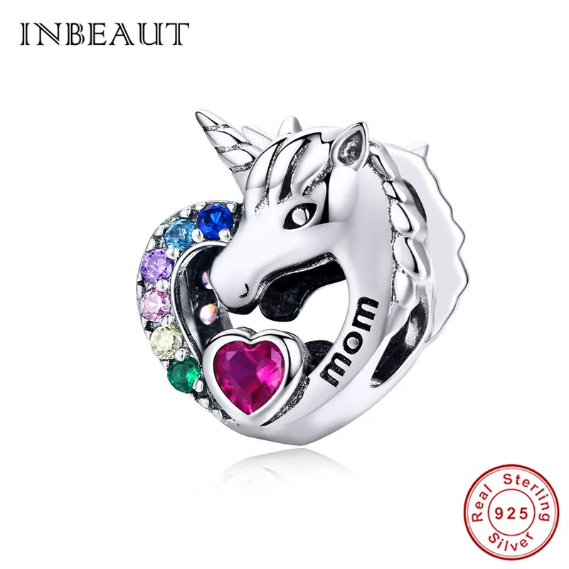 INBEAUT Лидер продаж 925 пробы серебряный милый кот Единорог собака Бусины fit Pandora браслет панда Подвески Кролик ювелирных изделий - Цвет: ssc1160-1