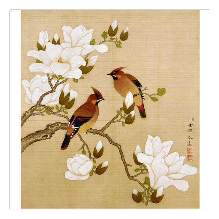 

Frameless painting traditional Chinese art painting birds and flowers mural prints pastoral style Yuzhi masterpiece reproduction