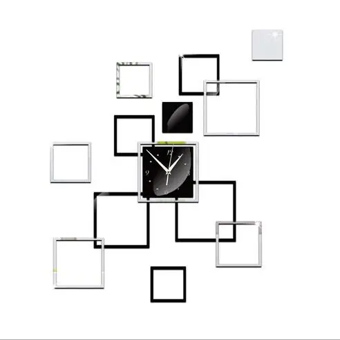 3d зеркало Моды Настенные часы номер серебро акриловые настенные наклейки саат