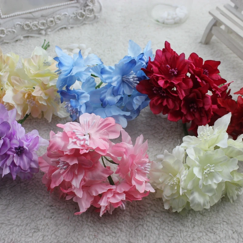 12 шт./лот недорогой букет из искусственных шелковых лилий с градиентом 4 5 см для