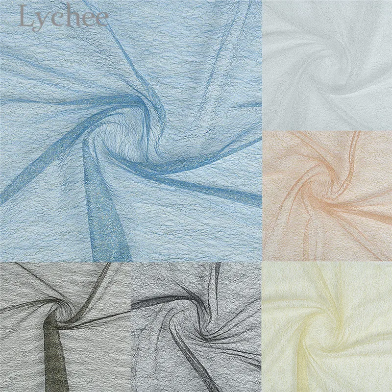 Lychee 1 м золотистая Серебристая цветная Кружевная Сетка Тюлевая ткань сетчатая
