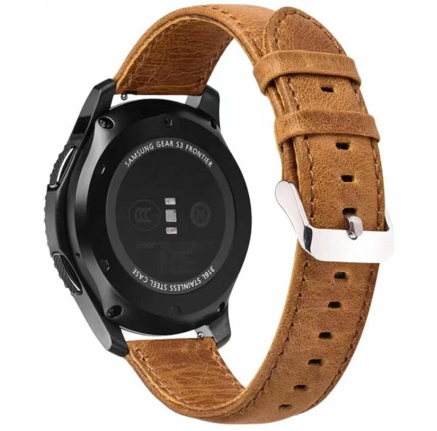 22 20 мм для samsung Galaxy watch 46 active S3 s2 кожаный ремешок amazfit 1 2s pace bip pebble time Ticwatch 1 2 pro zenwatch ремешок