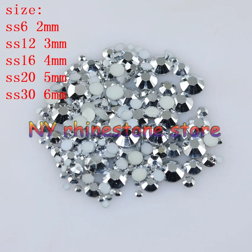 DIY 100-1000pcs/bag SS6/12/16/20/30 Nail Art Tips Mine silver resin flatback crystal rhinestone&quotnot hotfix&quotnails for phone case | Дом и