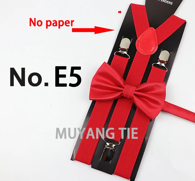 Soild Color Man Polyester Belt Bow Tie Set Woman Men's Suspenders Butterfly Clip-on Y-Back Braces Elastic Women Adjustable