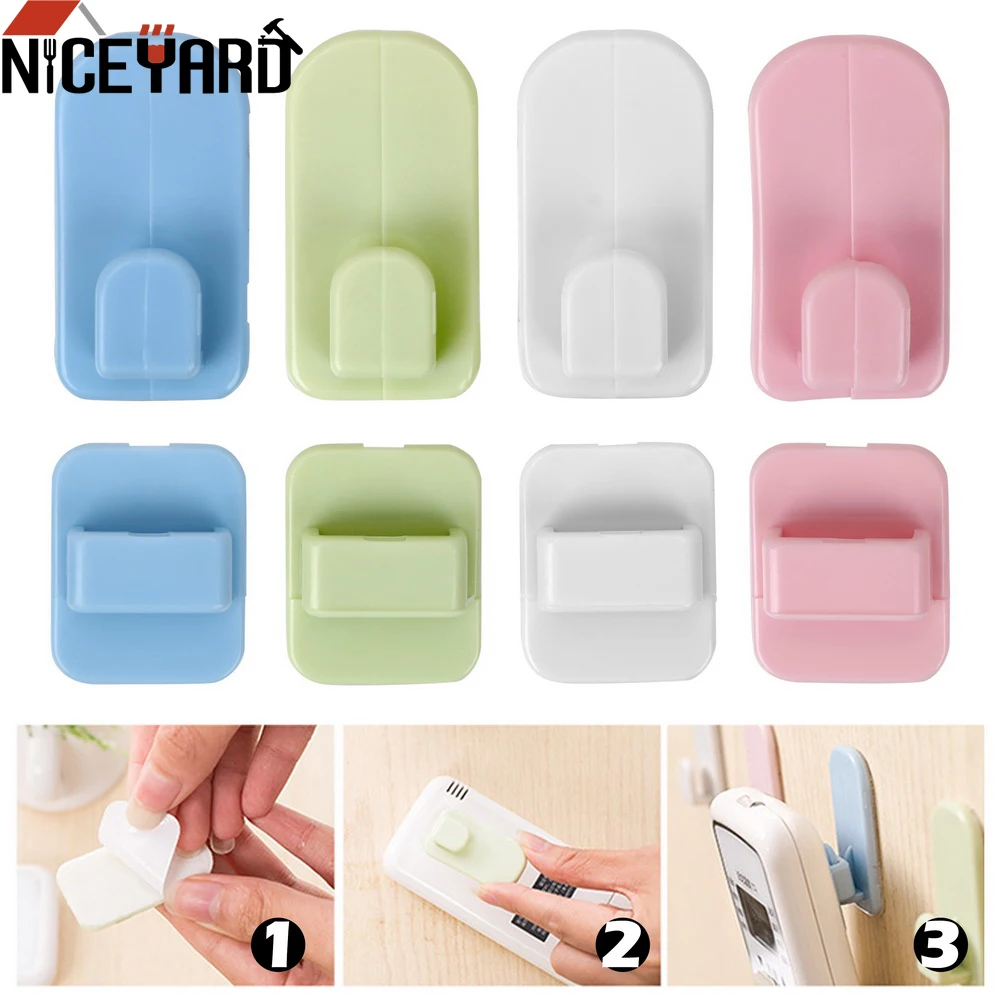 

4pcs/set Remote Control Holder Adhesive Tape Hanger Wall Storage Sticky Hook Set Organization For TV Air Conditioner Controller