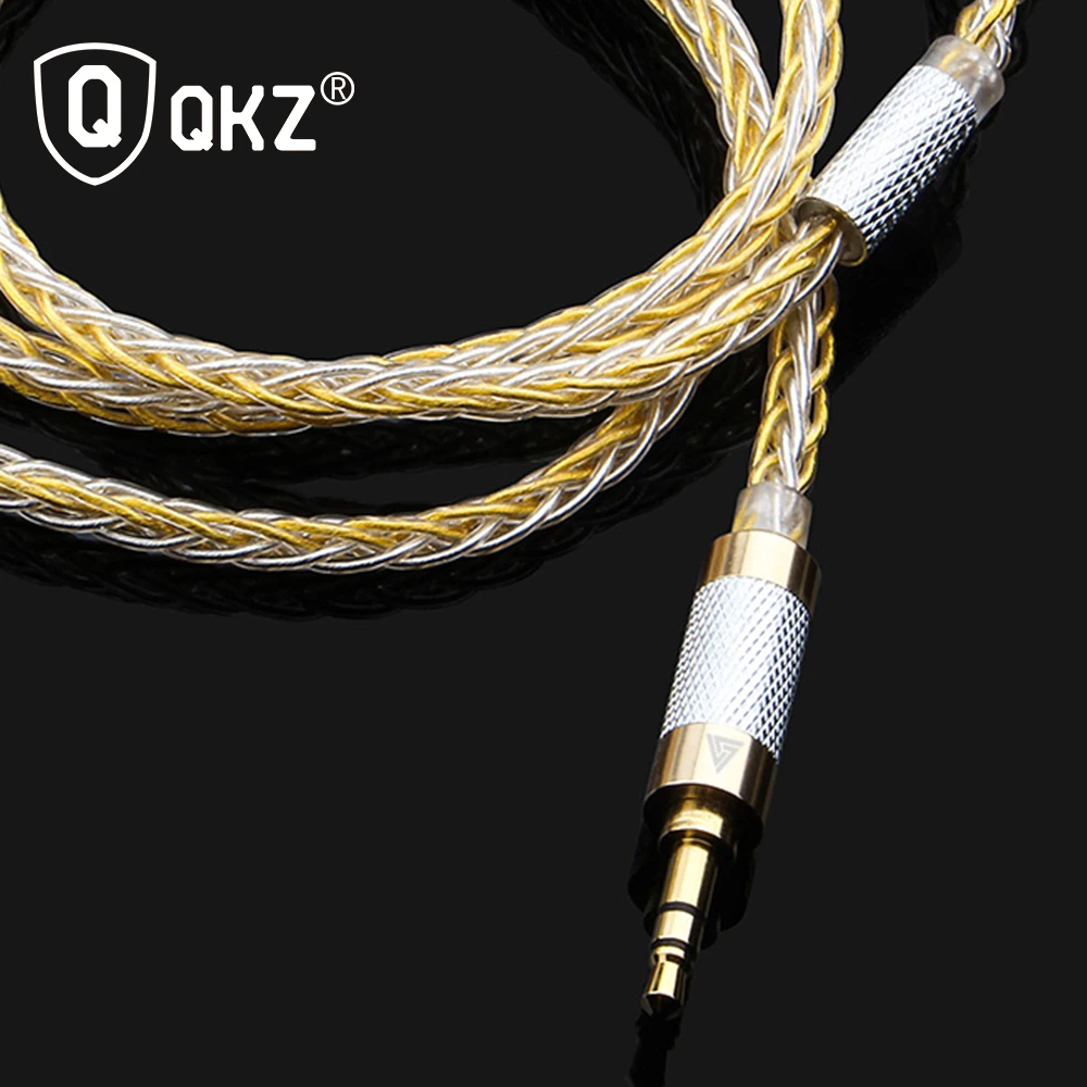 QKZ 0 75 мм 8 ядра Модернизированный посеребренный кабель 3 5 наушники Обновление для
