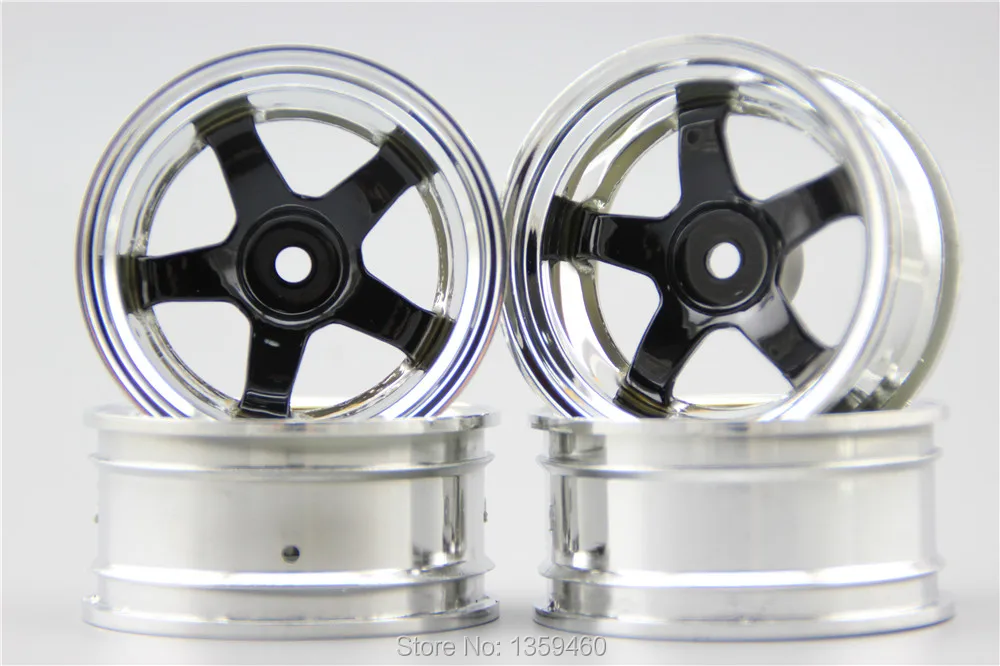 4 шт 1/10 Touring & Drift обод колеса W5S4CK (хром + живопись черный) 6 мм смещение подходит для