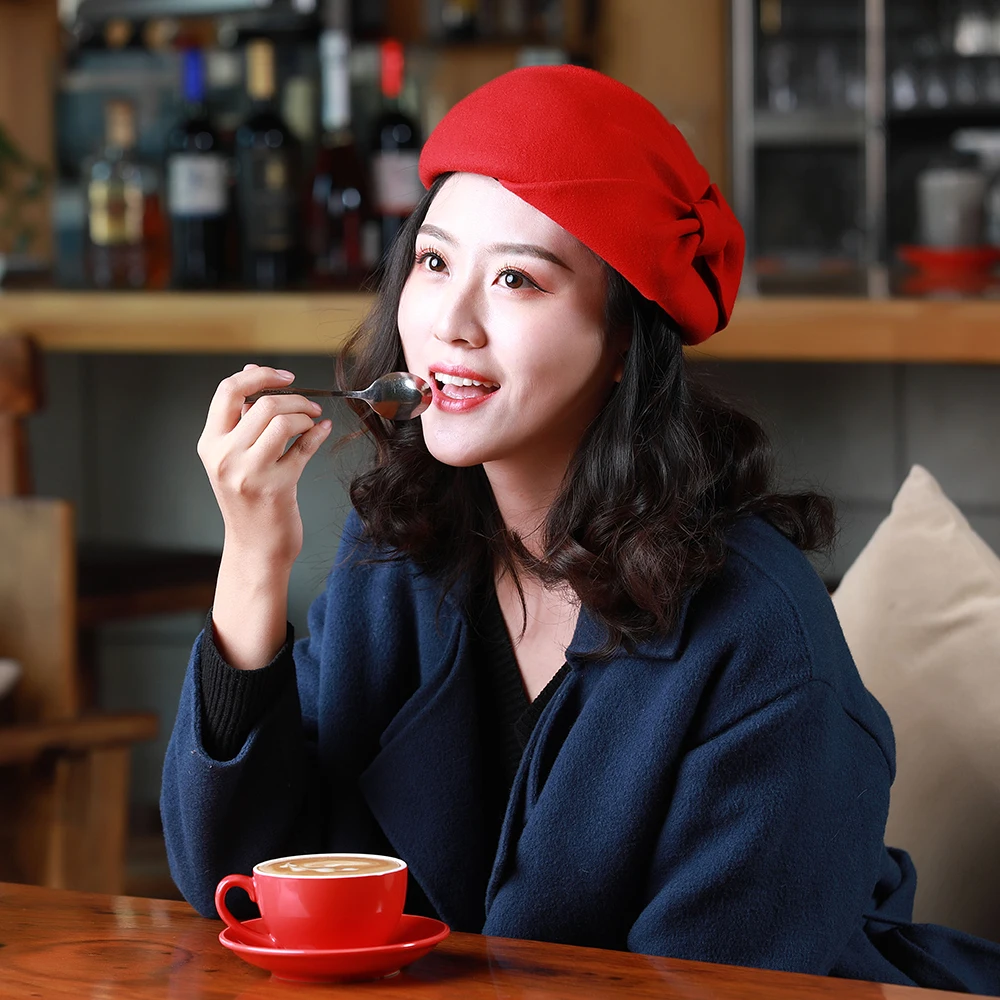 St. Susana французский стиль Женский войлочный берет 100% шерсть береты Зимние для