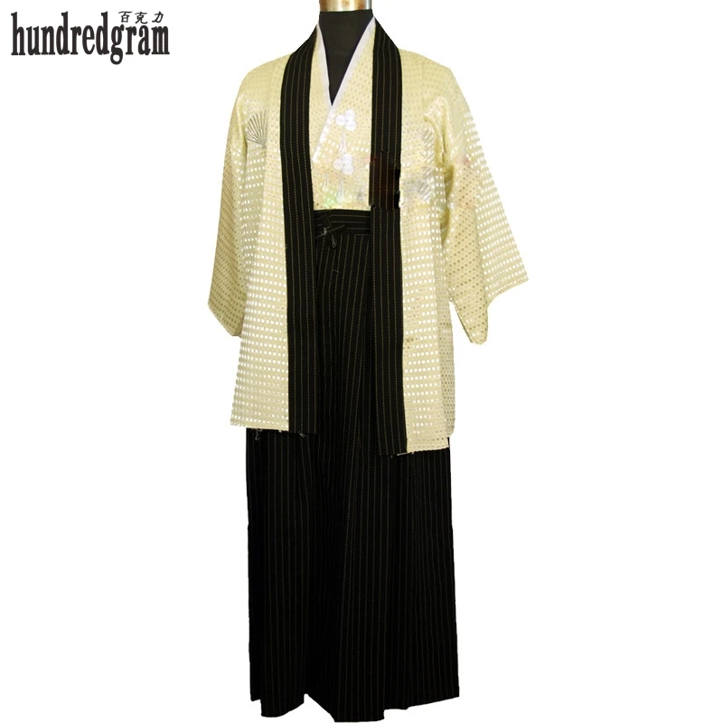 

Black Japanese Boys Kimono Child Warrior Traditional Swordmen Yukata Kid Stage Performance Clothing Costume