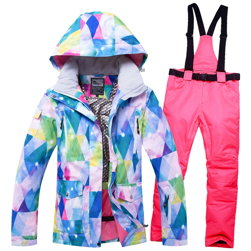 

Новинка 2021, водонепроницаемый лыжный костюм, Женская лыжная куртка и штаны, женские зимние уличные штаны для катания на лыжах, сноуборде, ку...
