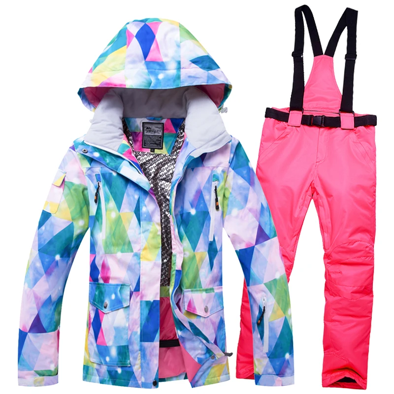 

2021 New Waterproof Ski Suit Women Ski Jacket Pants Female Winter Outdoor Skiing Snow Snowboard Jacket Pants Snowboard Sets
