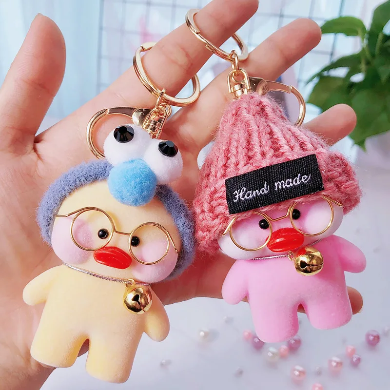Новая сетка красная утка милый брелок кольцо Kawaii кафе Мими желтый брелок утка автомобиль игрушки брелок для детей подарок