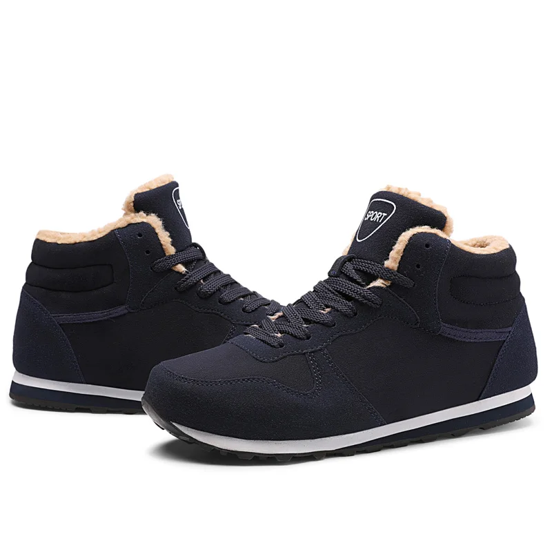 MANLI Men Leather Running Shoes Winter Shoes Men Plus Size Tennis Sneakers For Winter Ankle Boots Male Warm Lovers Botas Hombre