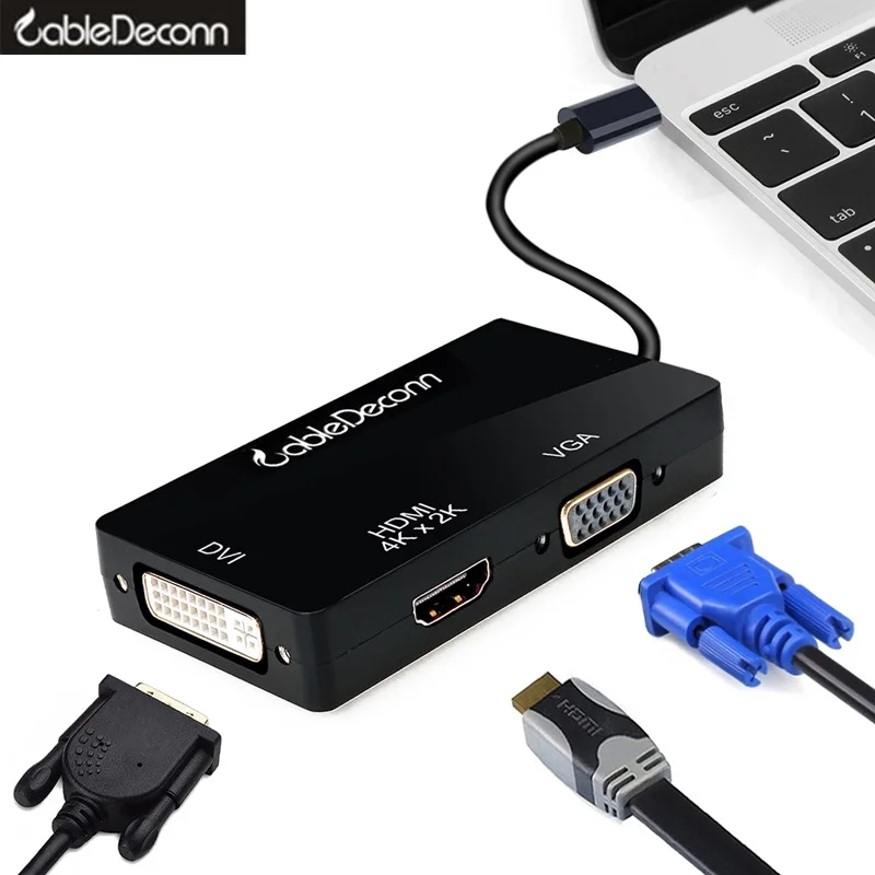 

Thunderbolt 3 hub usb 3.1 Type-c to 4k hdmi vga dvi adapter Converter 3in1 Multiport Adapter cable For apple new Macbook Pro
