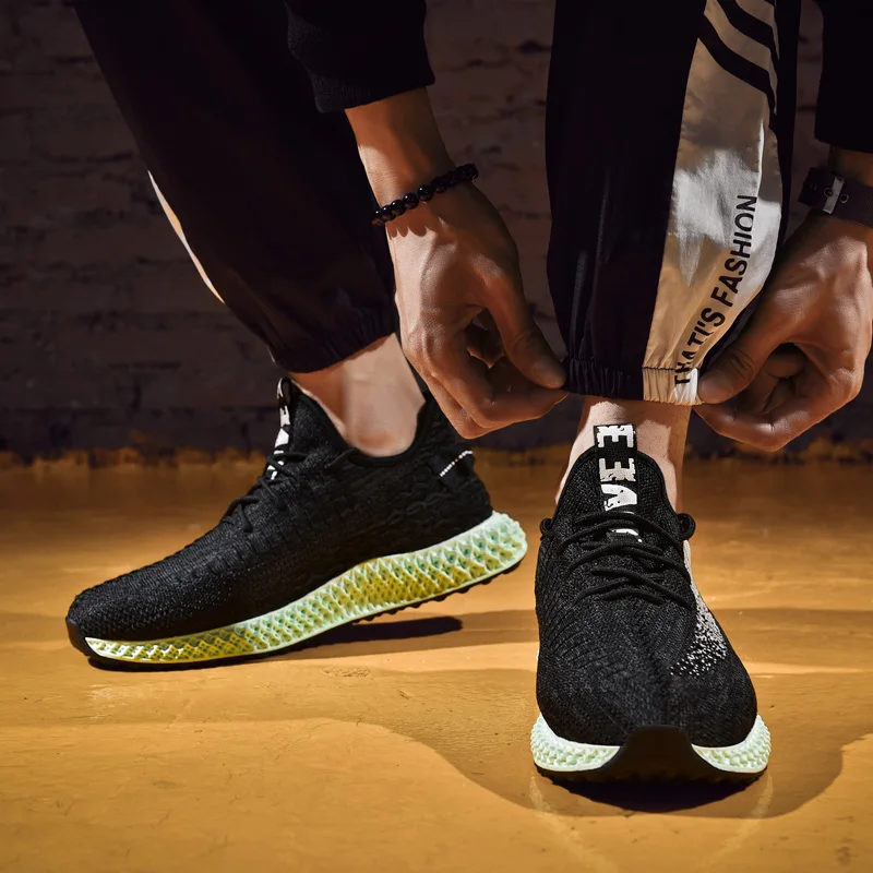 Мужские кроссовки больших размеров 4D Flyknit мужская повседневная обувь легкая