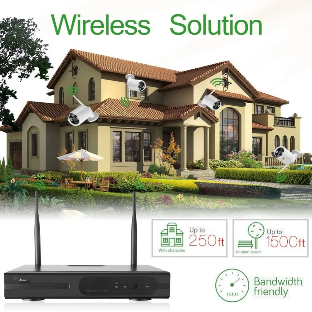 4CH 4MP WI FI Системы Беспроводной H.265 NVR 4 шт. 1440P IR уличная P2P IP камера видеонаблюдения