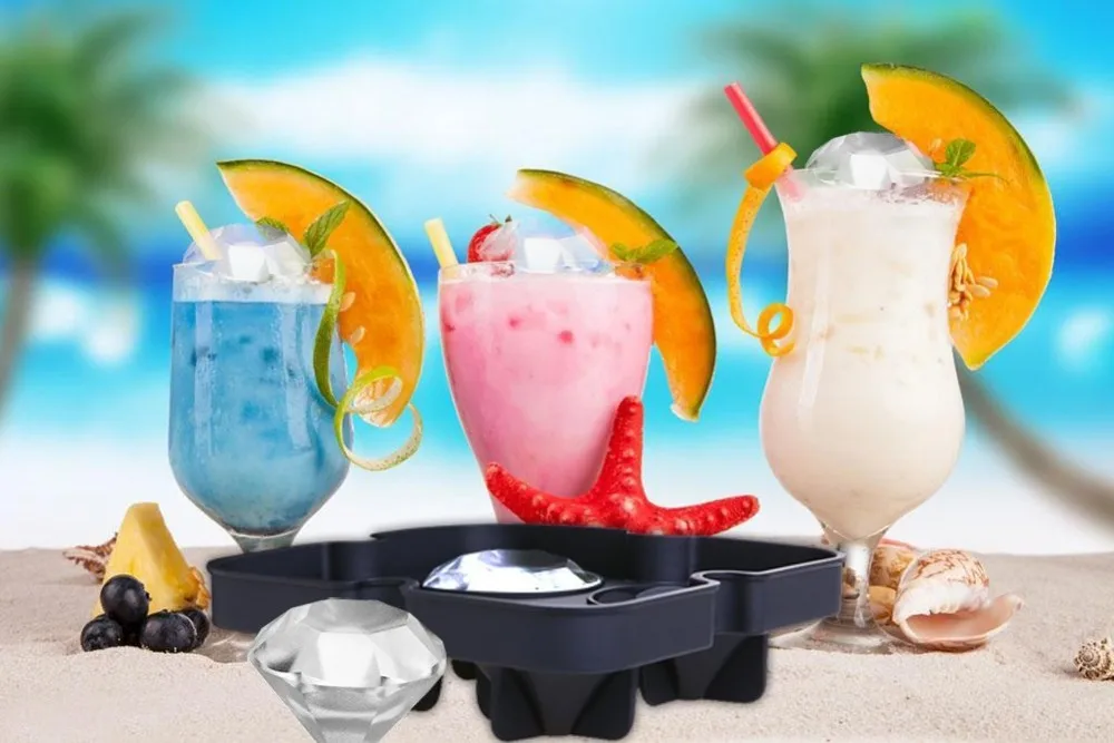 Большие черные или синие силиконовые формы для кубиков льда Алмазный лоток с