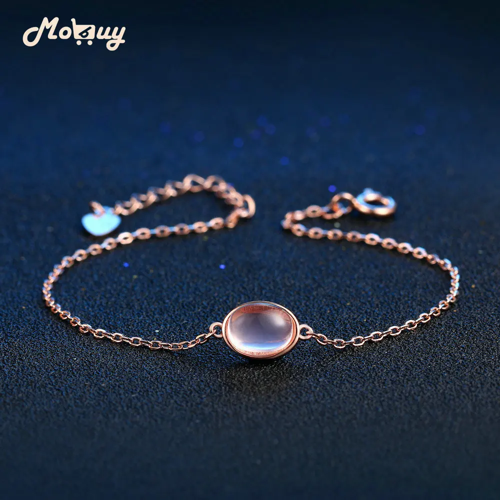 MoBuy MBHI023 розовый натуральный драгоценный камень Овальный кварц изящные браслеты