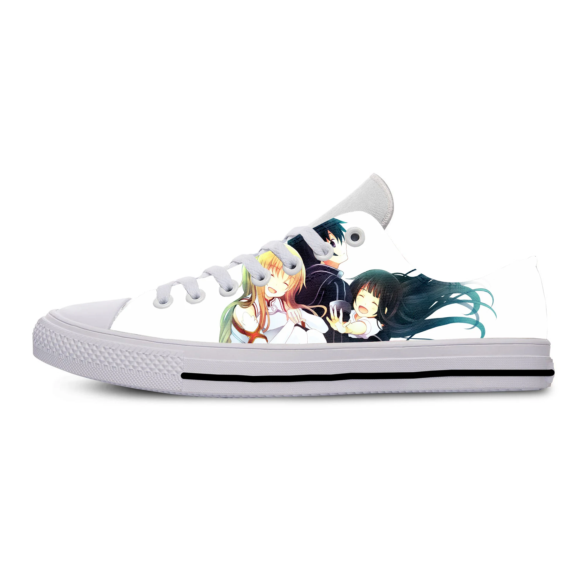 Hot Anime SWORD ART ONLINE Yuki Asuna SAO 3D Print Lightweight Fashion Shoes Casual Breathable Classic Flat Canvs Sneakers | Спорт и