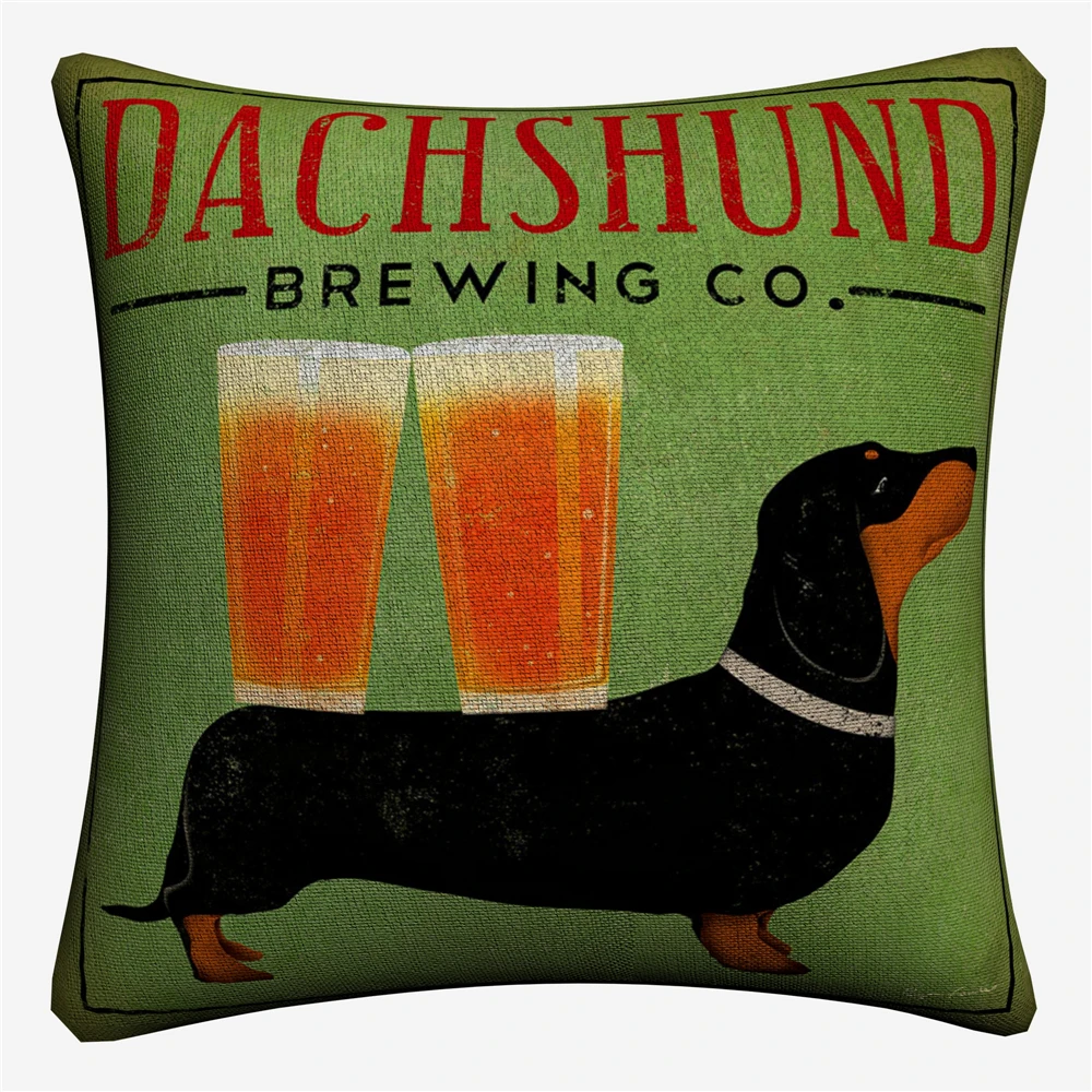 Dachshund Art Dog Pet Decorative Pillow Covers For Sofa Home Decor Linen Cushion Case 45x45cm Throw Cases | Дом и сад